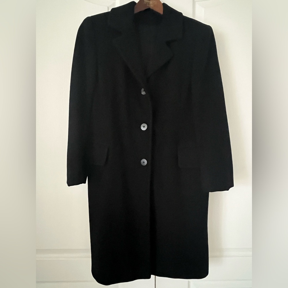 Classic Black Cashmere Long Coat, size 4